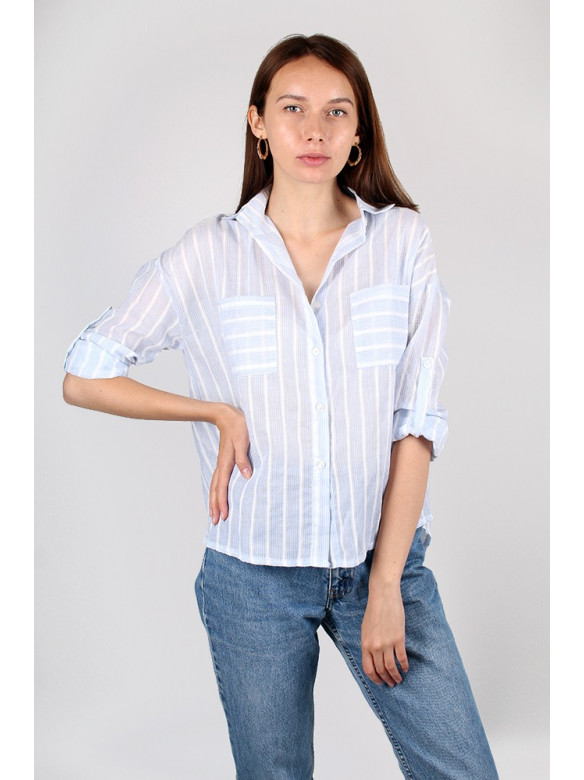 Рубашка женская белая в полоску размер L 3101