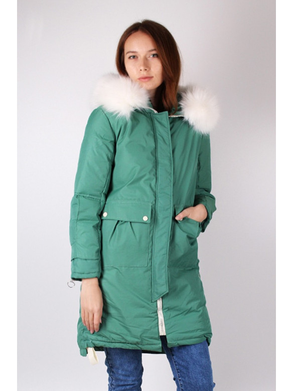 Куртка довга жіноча зелена