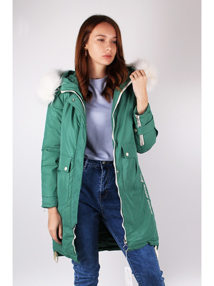 Куртка длиная женская зеленая