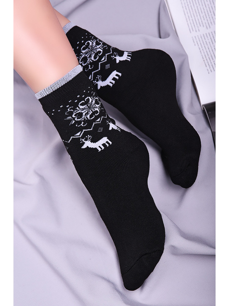 Шкарпетки жіночі махрові чорні розмір 35-38
