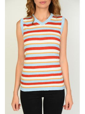 Безрукавка женская полоска голубая 3797-5