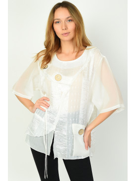 Блуза жіноча батальна молочна Уцінка 0891-2