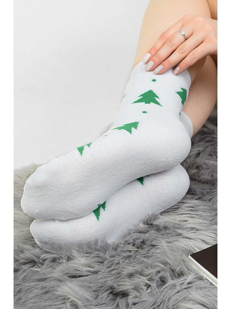 Шкарпетки жіночі махрові білі ""Ялинки"" розмір 36-40 141066C