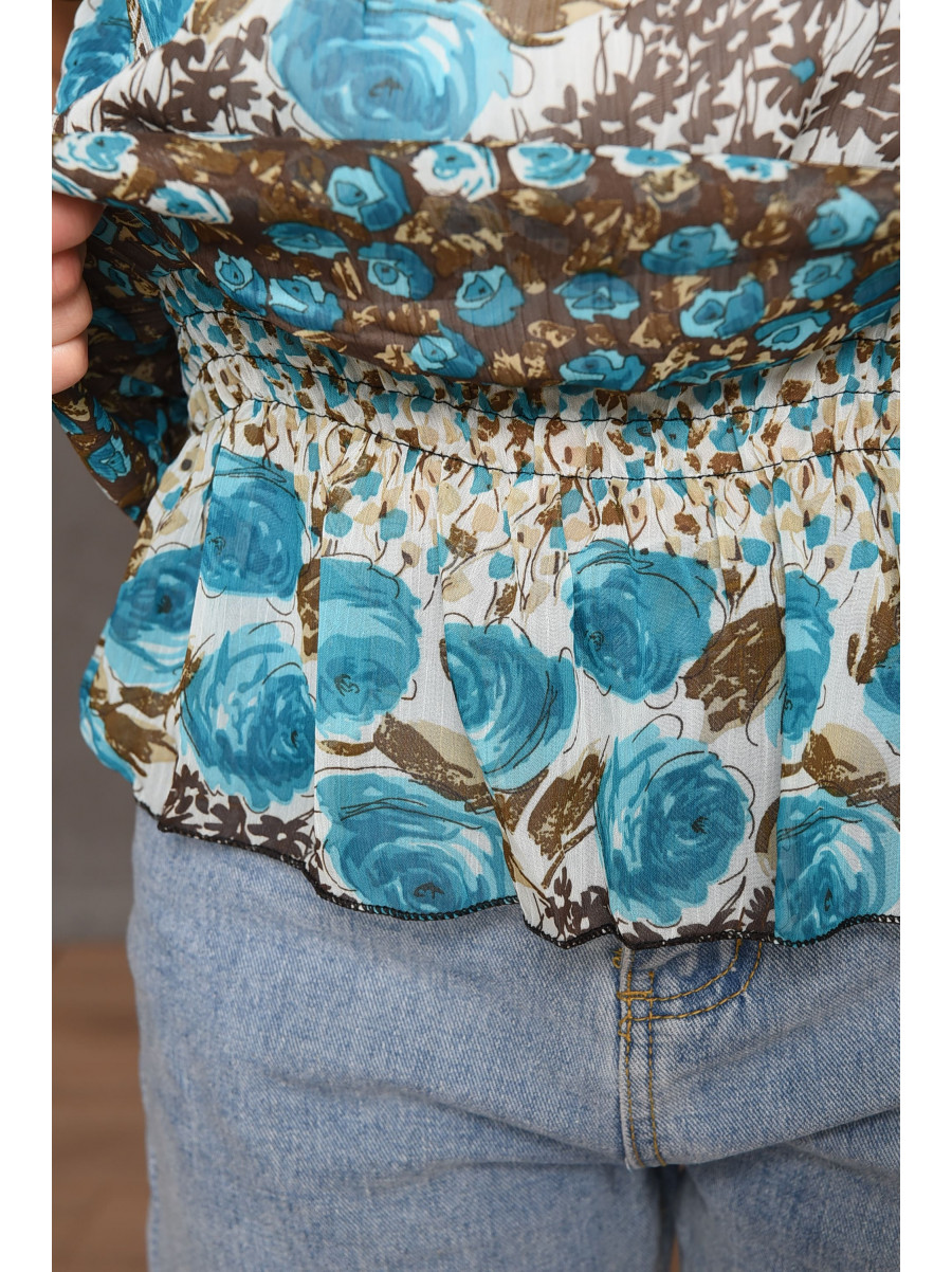 Блуза жіноча блакитно - коричнева розмір 42-44 05 148281C