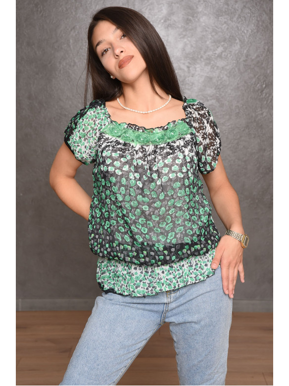 Блуза жіноча зелена - чорна  розмір 42-44 05 148282C