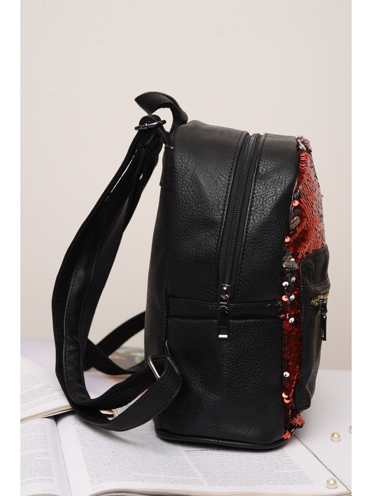 Рюкзак женский черный с красными пайетками 59192 150077C