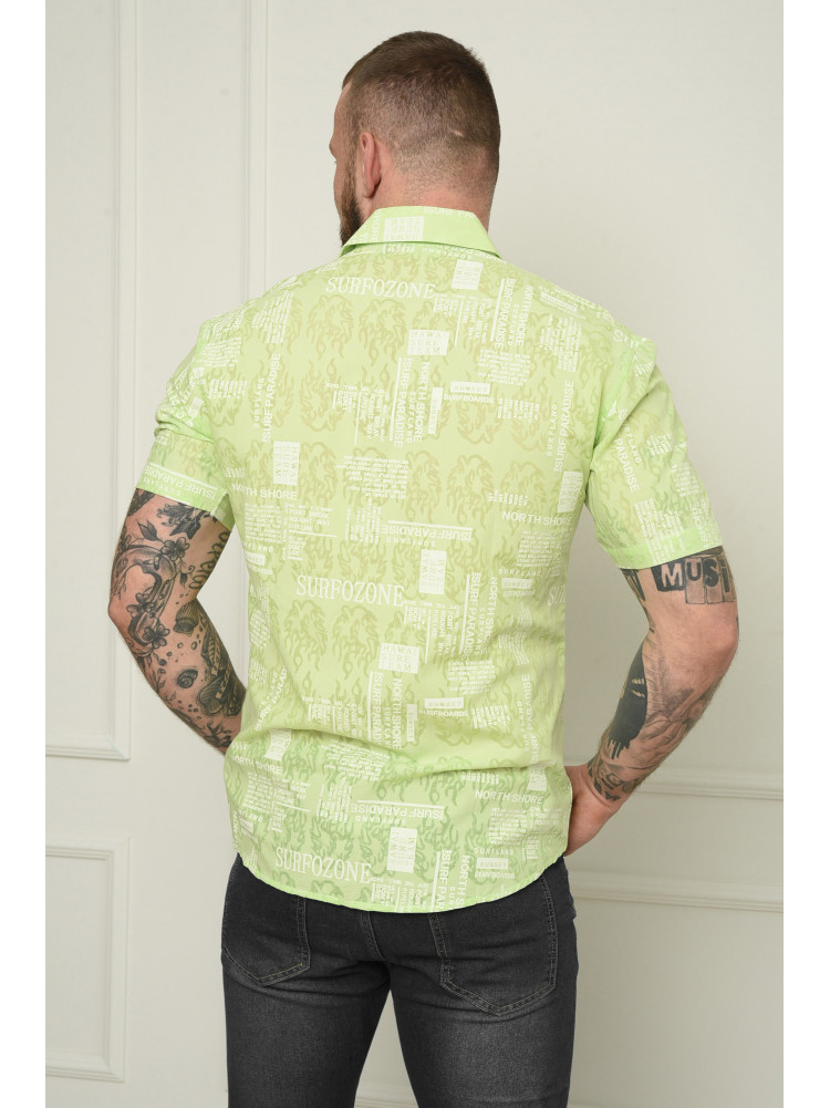 Рубашка мужская зеленая с надписями летняя 151255C