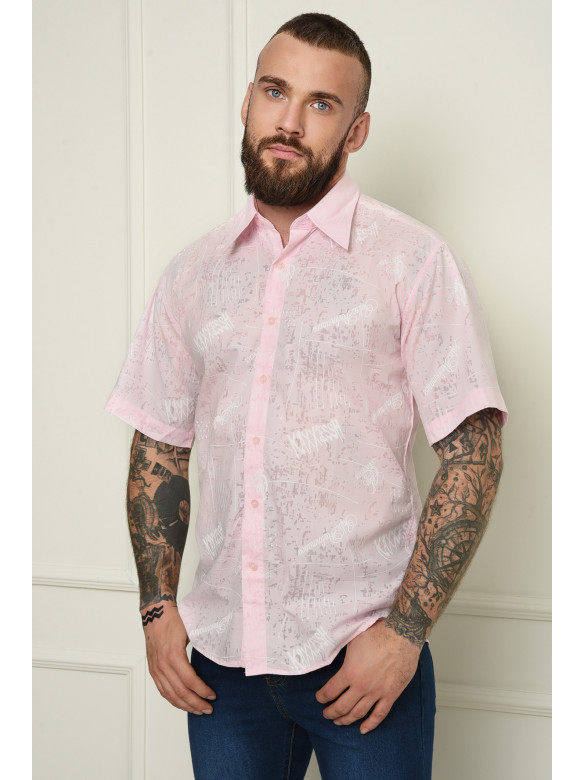 Рубашка мужская розовая с узорами летняя 151259C