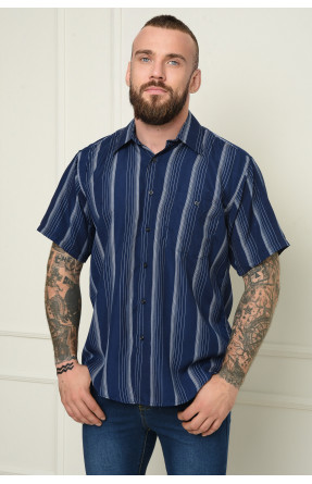 Рубашка мужская темно-синяя в полоску 151260C