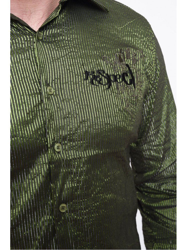 Рубашка мужская зеленая в полоску 151368C
