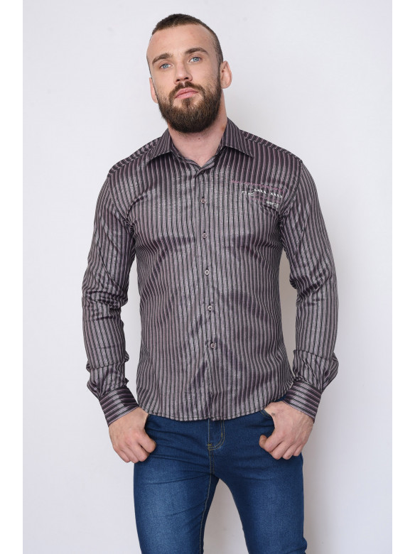 Рубашка мужская фиолетовая в полоску 102 151419C