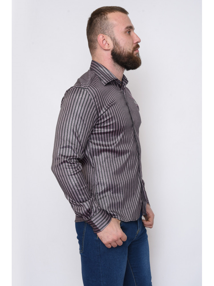 Рубашка мужская фиолетовая в полоску 102 151419C