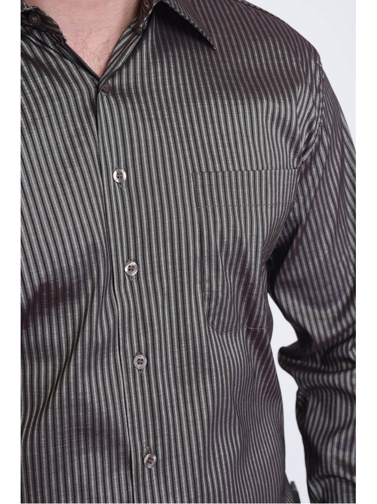 Рубашка мужская коричневая в полоску 151423C