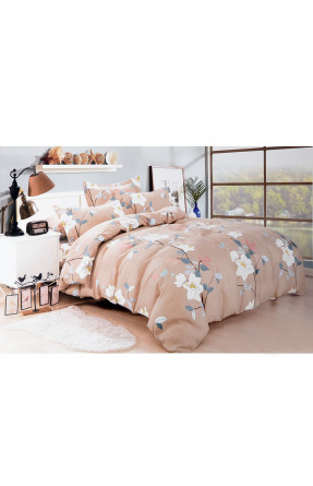 Комплект постельного белья бежевого цвета с цветочным принтом полуторка 152283C