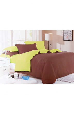 Комплект постельного белья коричневый с салатовым двуспальный 152418C