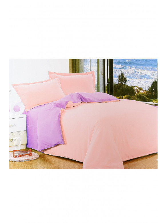 Комплект постельного белья розовый с фиолетовым  полуторка 152423C