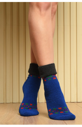 Шкарпетки жіночі махрові синього кольору з візерунком розмір 36-41 152624C