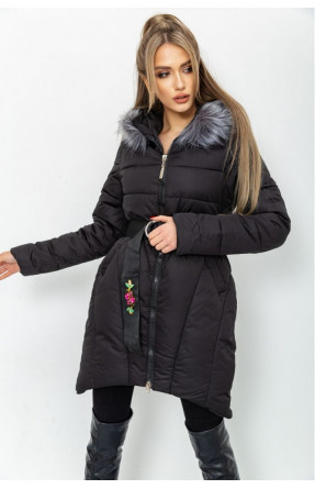 Жіноча куртка зимова на синтепоні чорна Уцінка152659C