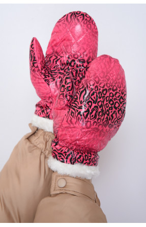 Варежки женские розового цвета с принтом 152684C