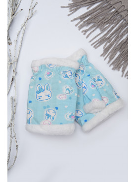 Митенки детские для девочки голубого цвета с принтом на 9-12 лет 152744C