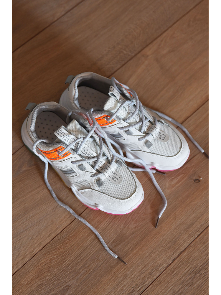 Кросівки жіночі білого кольору на шнурівці 8312-3 152876C