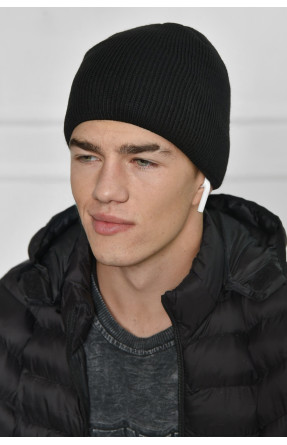 Шапка чоловіча на флісі чорного кольору 152962C