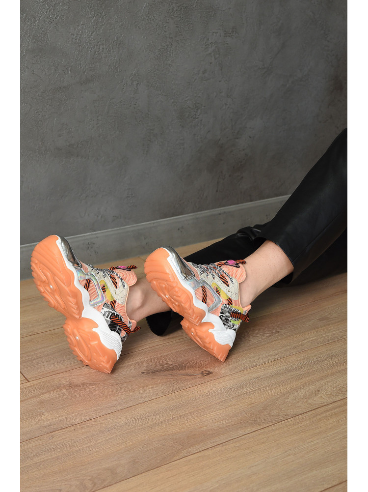 Кроссовки женские оранжевого цвета на шнуровке 873-3 153027C