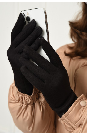 Перчатки женские сенсорные на меху черного цвета 153121C