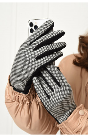 Перчатки женские текстильные на меху черно-серого цвета 153225C