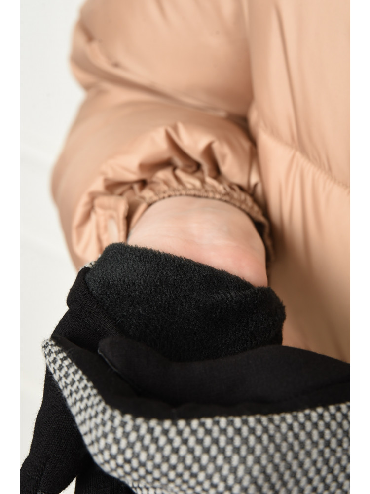 Рукавички жіночі текстильні на хутрі чорно-сірого кольору 153225C