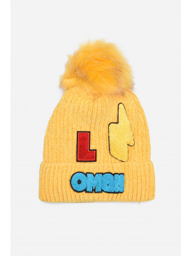 Шапка детская теплая желтого цвета на 10-12 лет 153257C Шапка детская теплая желтого цвета на 10-12 лет 153257C