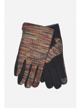 Перчатки мужские текстильные на меху черно-коричневого цвета 153298C