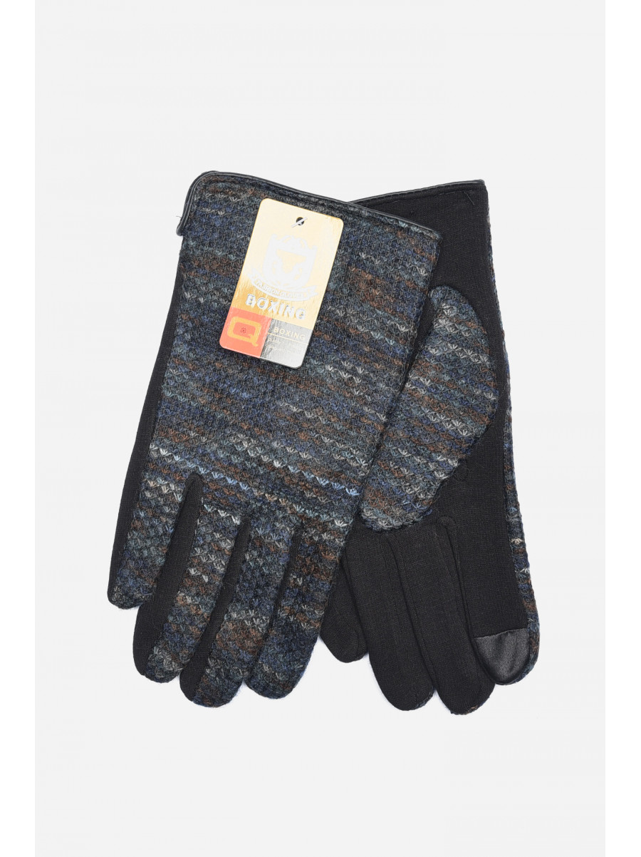 Перчатки мужские текстильные на меху черного цвета 153307C