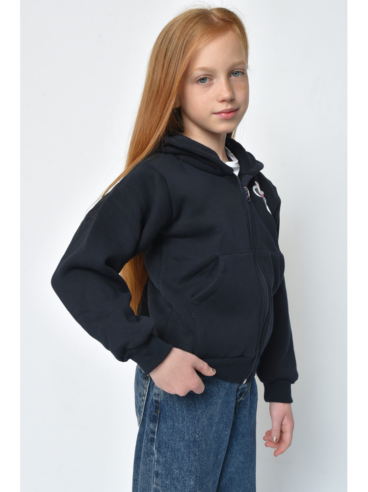 Спортивна кофта дитяча дівчинка на флісі темно-синього кольору 153363C