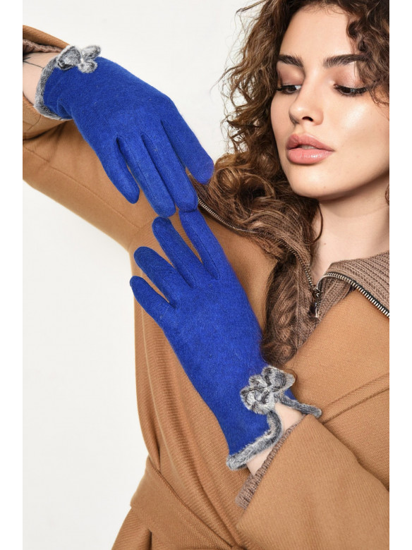 Рукавички жіночі текстильні синього кольору 153458C