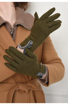 Перчатки женские текстильные зеленого цвета 153459C