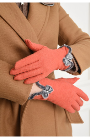 Рукавички жіночі текстильні помаранчевого кольору 153460C