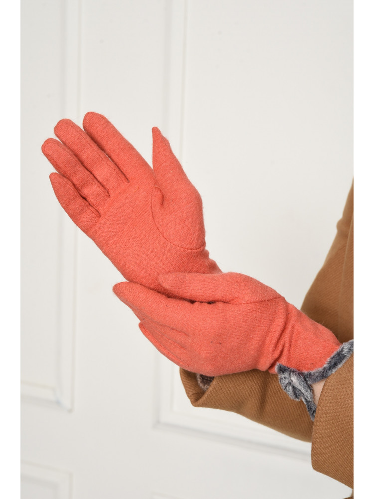 Перчатки женские текстильные оранжевого цвета 153460C