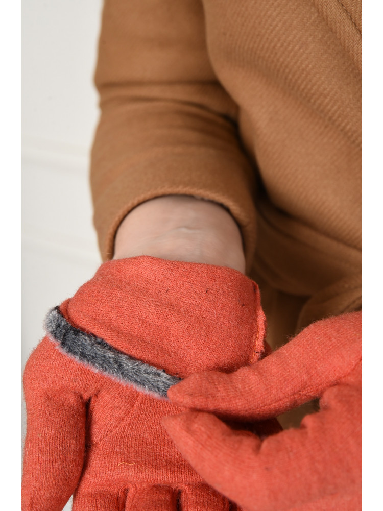 Перчатки женские текстильные оранжевого цвета 153460C