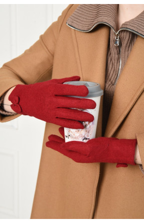 Рукавички жіночі текстильні бордового кольору 153547C