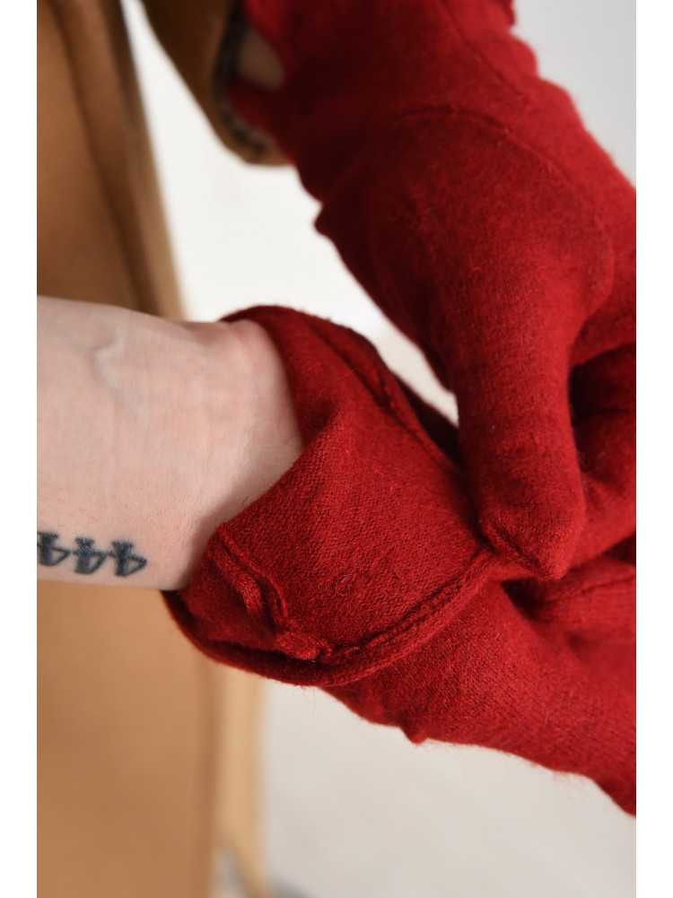 Перчатки женские текстильные бордового цвета 153549C