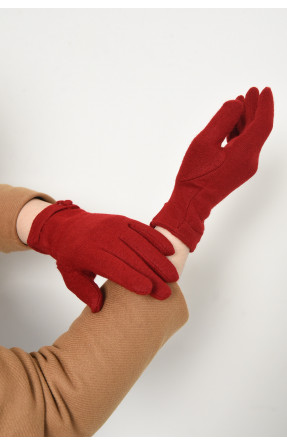 Рукавички жіночі текстильні бордового кольору 153551C