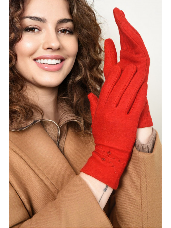 Рукавички жіночі текстильні червоного кольору 153590C