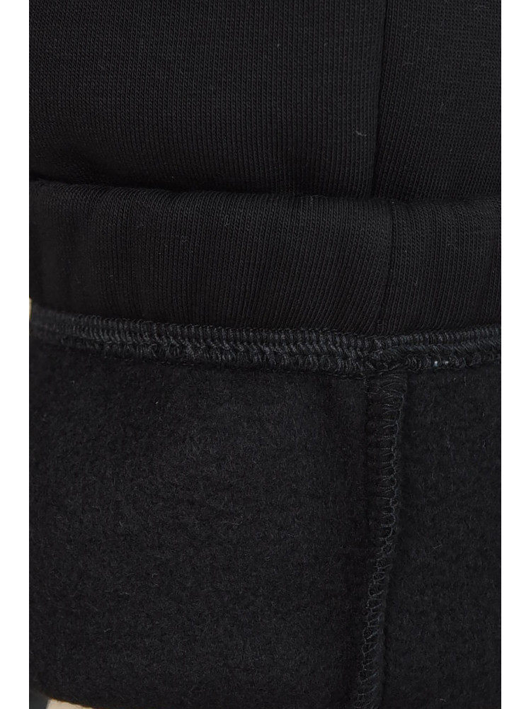 Штаны спортивные женские на флисе черного цвета 153616C