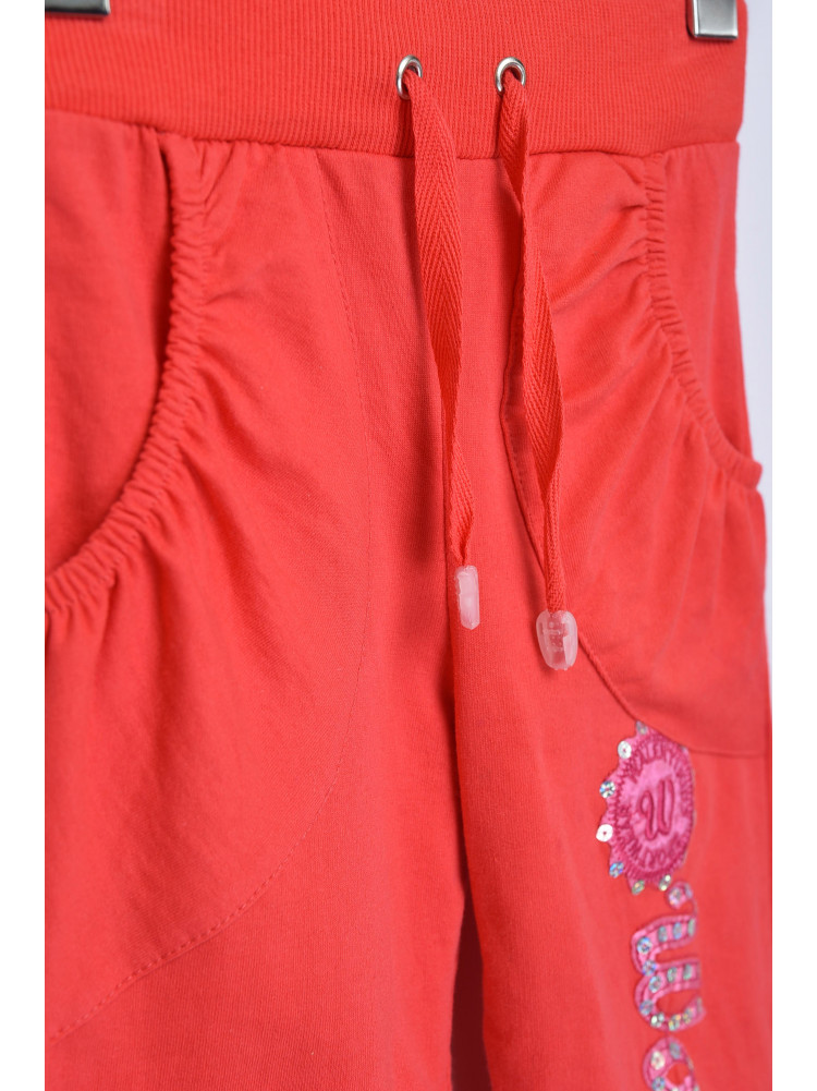 Штани дитячі дівчинка червоного кольору з написом 153656C