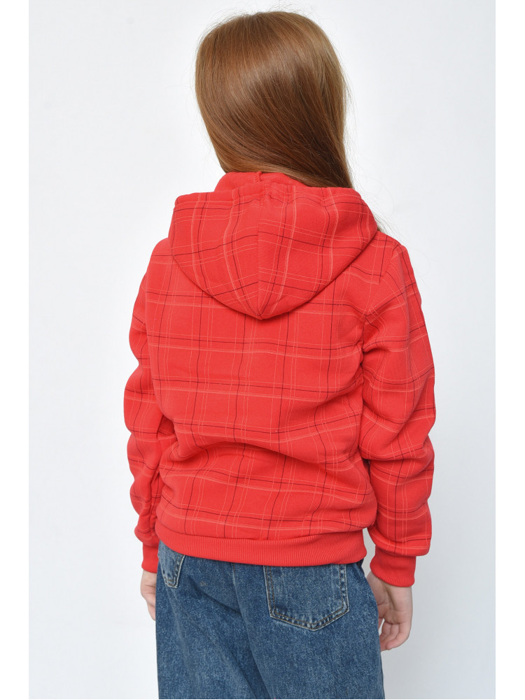 Кофта детская девочка на флисе красного цвета 627 153693C
