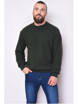 Свитер мужской зимний темно-зеленого цвета 47 153764C Свитер мужской зимний темно-зеленого цвета 47 153764C