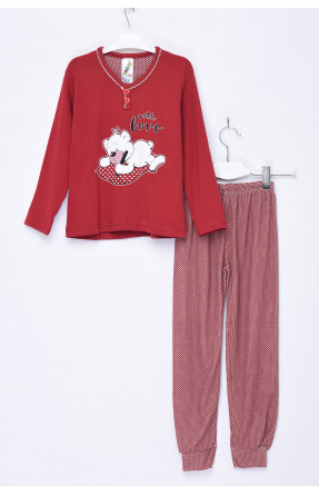 Пижама детская бордового цвета с рисунком 1094 153845C