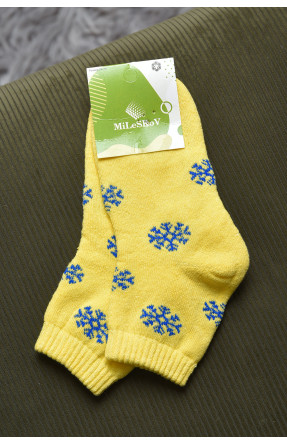 Шкарпетки махрові дитячі для дівчинки жовтого кольору розмір 26-30 153952C
