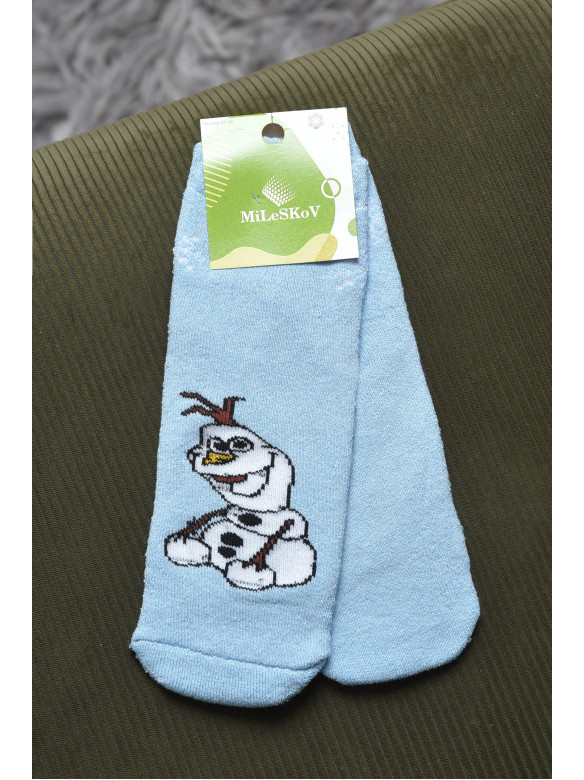 Носки махровые детские для мальчика светло-голубого цвета размер 31-35 153978C